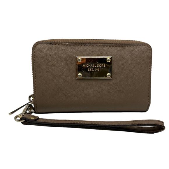 MICHAEL KORS Taupe Medium Zip Around Wallet - Picture 1 of 9